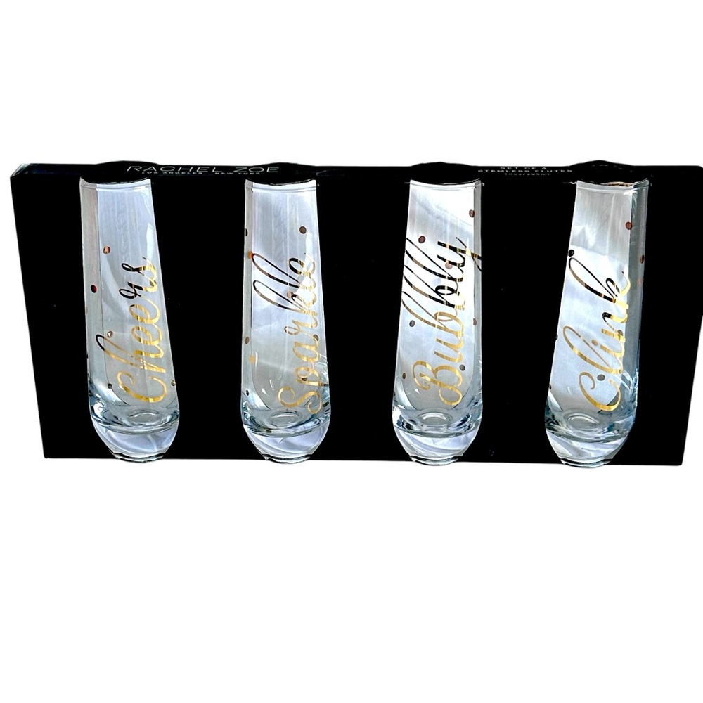 Set of 4 Rachel Zoe Stemless Champagne Flutes
